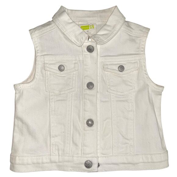 Crazy 8 Toddler 2T Kidcore Summer Essential Vacation Resort White Denim Vest - Picture 1 of 4